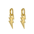 Shangjie OEM aretes para mujeres distinctive hip hop earrings fashion lightning gold earrings cross zircon charm women earrings